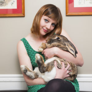 Aubry and her rabbit Baggins